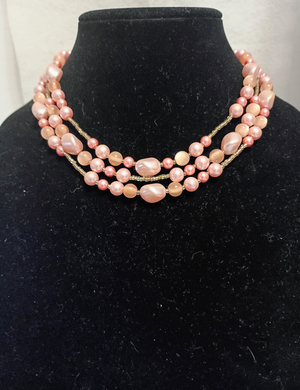 Multi-Strand Pink Pearl Necklace